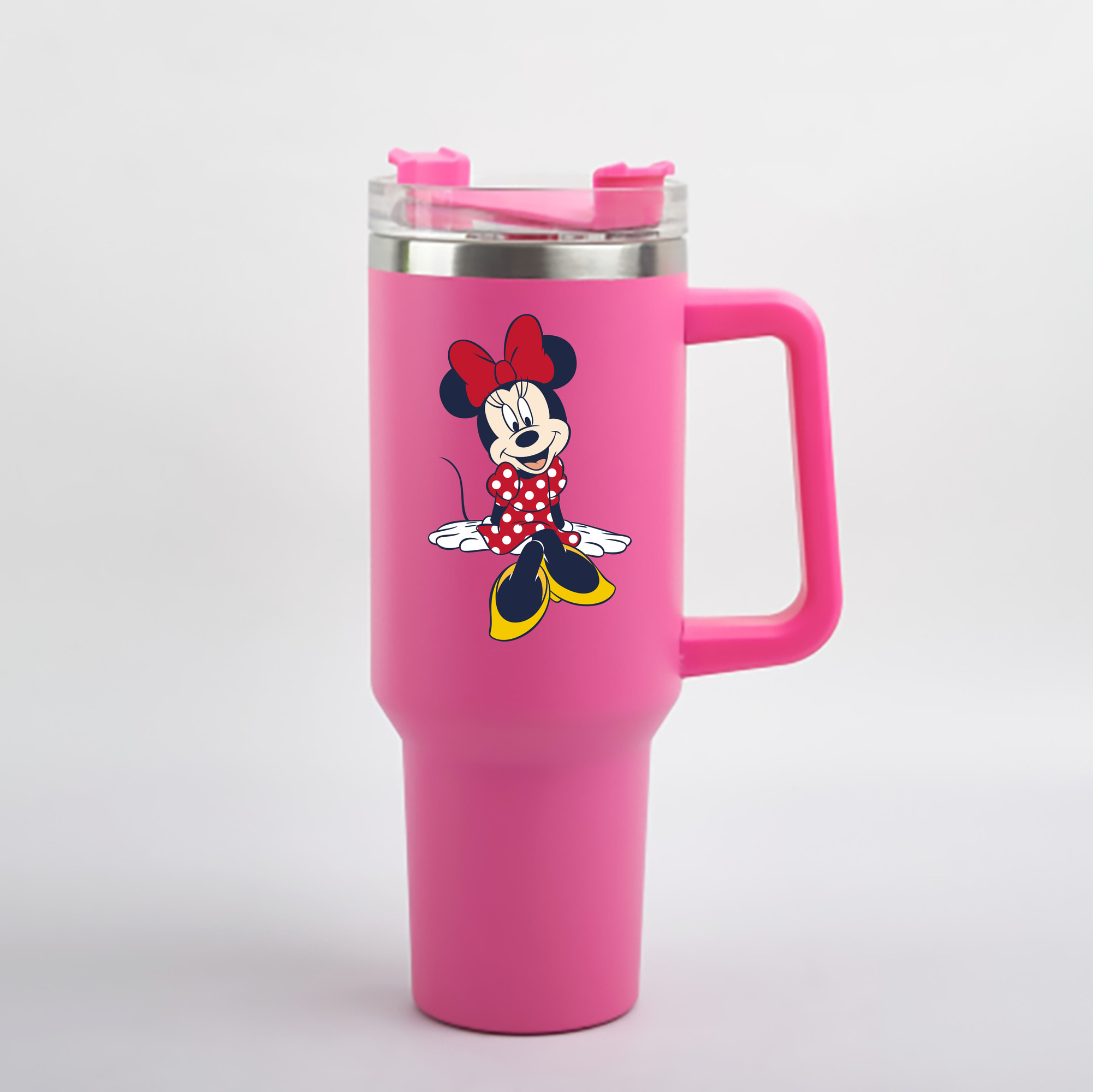 （画像用） ミッキーマウス Mickey Mouse 1200mL車用タンブラー - クリスタルステッカー（プラスチックストロー付き）